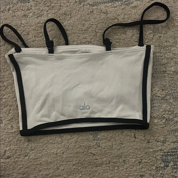 ALO Yoga Cream and Black Bandeau Top - Picture 3 of 3